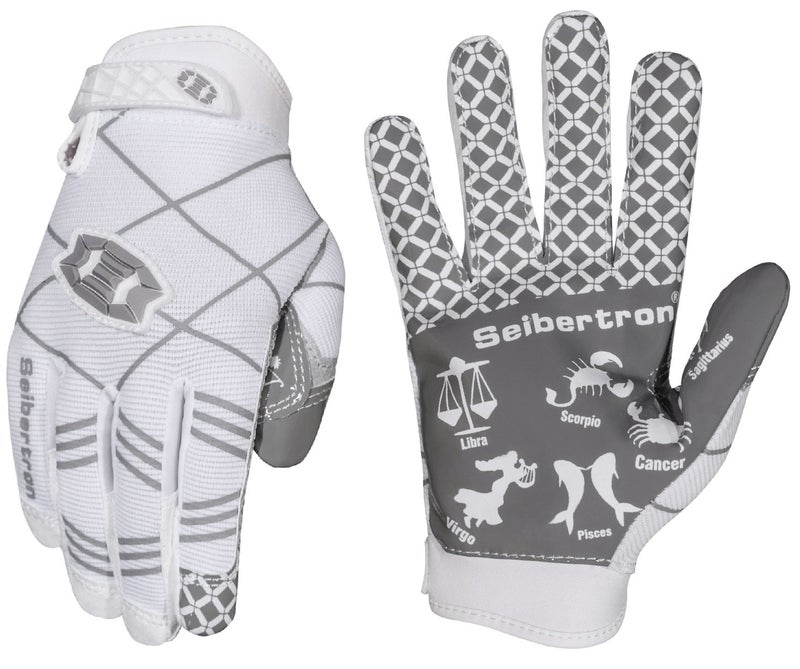 Seibertron Pro 3.0 Twelve Constellations Elite Ultra-Stick Sports Receiver Glove Football Gloves fit for Youth Child Kids White XS - Image 1